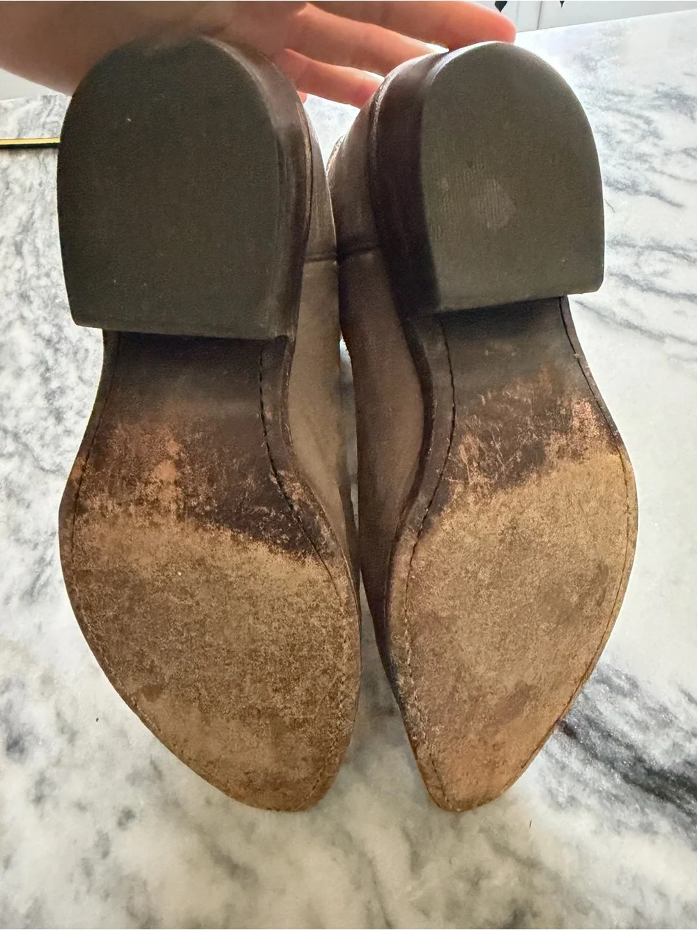 Frye Women's Western Ankle Boots Taupe Leather Pointed Toe Pull On Size 8